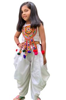 Aglare Dhoti Top top and pant set for babygirl,girls small girls,kids cord set.Saga White