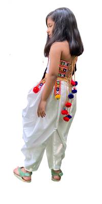 Aglare Dhoti Top top and pant set for babygirl,girls small girls,kids cord set.Saga White 3