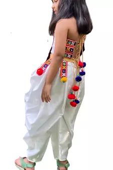 Aglare Dhoti Top top and pant set for babygirl,girls small girls,kids cord set.Saga White