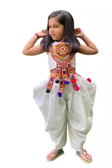 Aglare Dhoti Top top and pant set for babygirl,girls small girls,kids cord set.Saga White