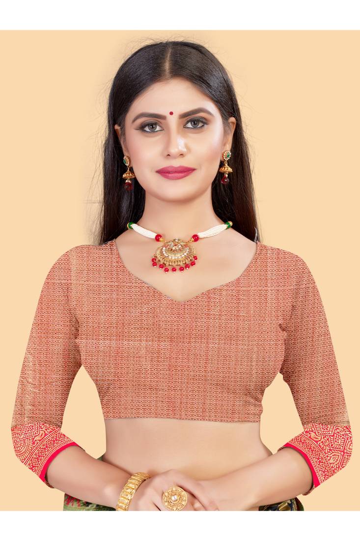 Beautiful Hot Pink Shine Kanjivaram Wedding Saree With Blouse