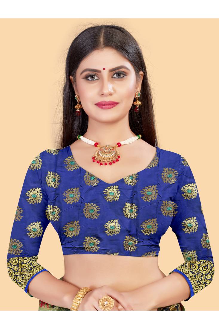 Cornflower Firogi Kalaapi Silk Saree With Beautiful Blouse - Mr & Mrs ...