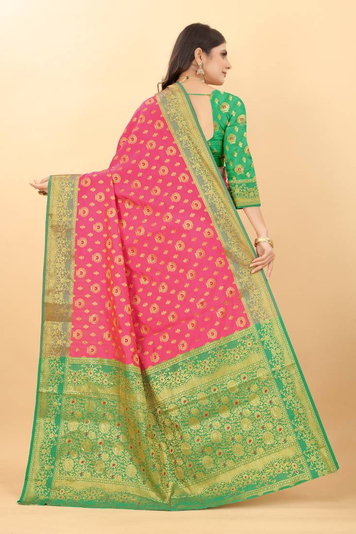 Light Mauve Pink All Over Design Soft Kanjivaram Silk Saree