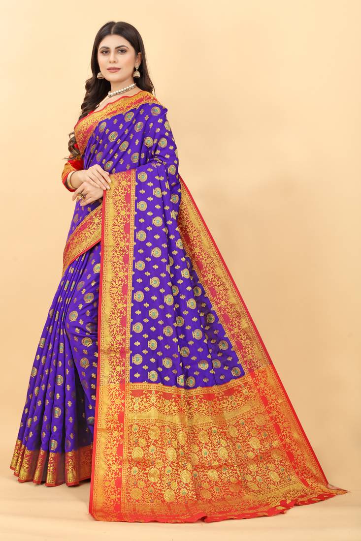 Dark Mauve Purple All Over Design Soft Kanjivaram Silk Saree