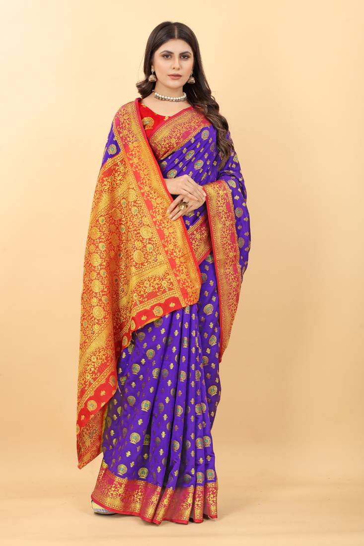 Dark Mauve Purple All Over Design Soft Kanjivaram Silk Saree