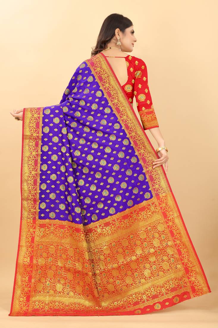 Dark Mauve Purple All Over Design Soft Kanjivaram Silk Saree