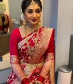 Red  Handloom Silk Saree With Zari Weaving Wedding Saree 