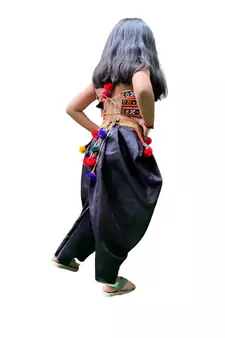 girls black silk dhoti set with aari embroidery work