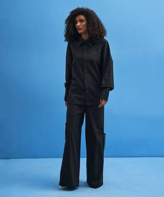 Black Shoji Patchwork Trousers 1