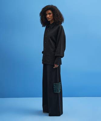 Black Shoji Patchwork Trousers 2