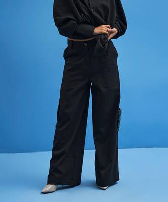 Black Shoji Patchwork Trousers 4