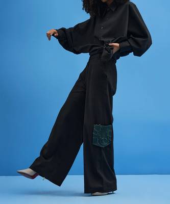 Black Shoji Patchwork Trousers 5