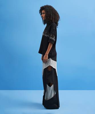 Black Structured Layered Trousers 2