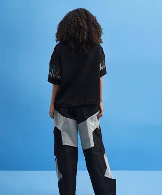 Black Structured Layered Trousers 3