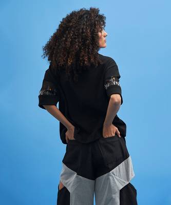 Black Structured Layered Trousers 4