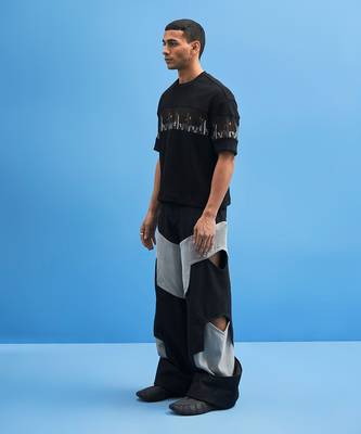 Black Structured Layered Trousers 2