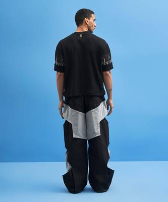 Black Structured Layered Trousers 3