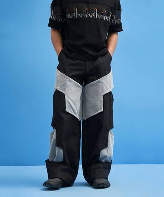 Black Structured Layered Trousers 4