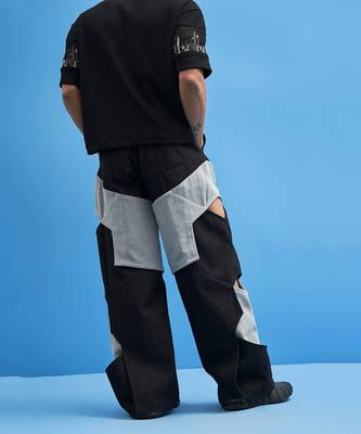 Black Structured Layered Trousers 6