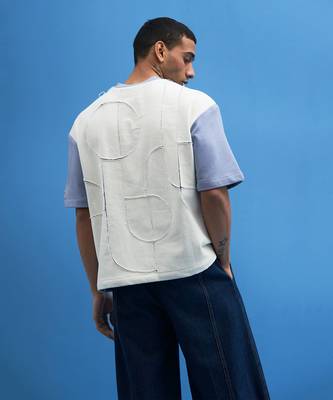 Steel Blue Shoji Patch Work T-Shirt 4