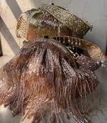 Rose Gold With fringes potli bag