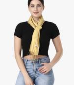 Women Pure Silk with Cotton Yellow Scarf