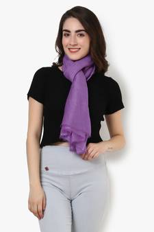 Women Pure Silk with Cotton Purple Scarf