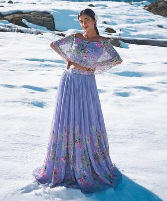 Lavender Viscose Georgette  Lehenga Set 1