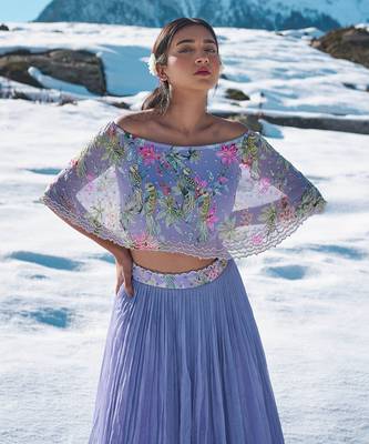 Lavender Viscose Georgette  Lehenga Set 2