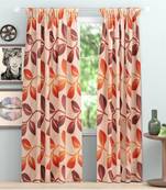 SB interio Orange Color Premium Satin Digital Print Combo Pack 5 Foot Size Window Curtain