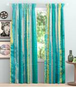 SB interio Green Shade Premium Satin Digital Print Combo Pack 5 Foot Size Window Curtain