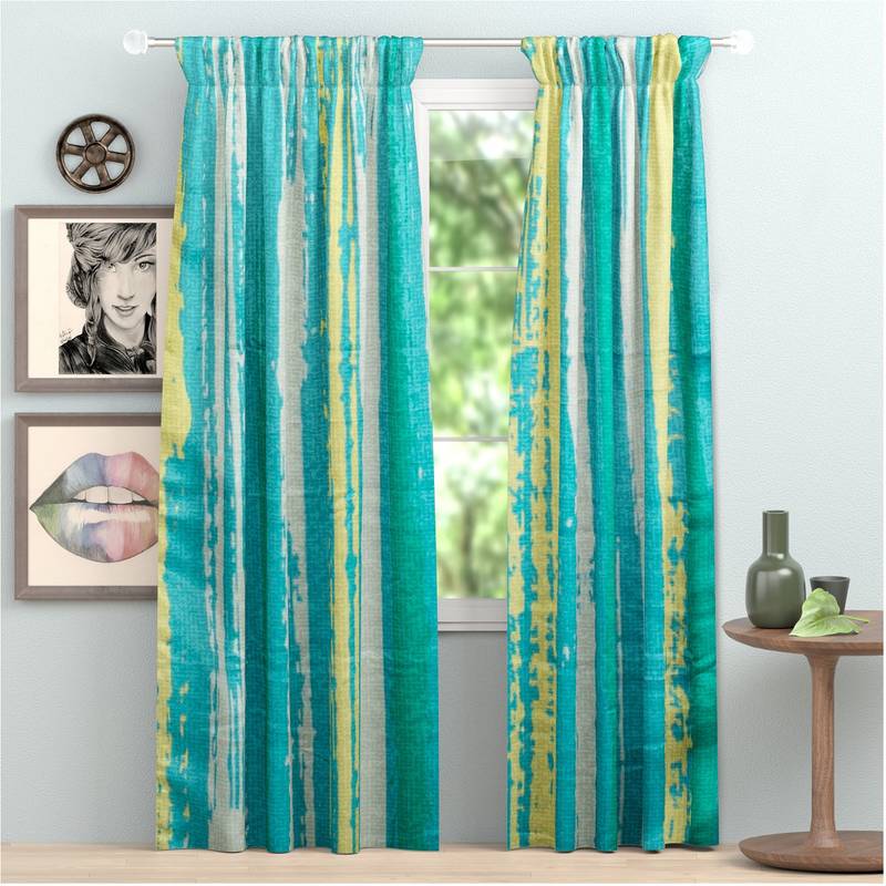 SB interio Green Shade Premium Satin Digital Print Combo Pack 5 Foot Size Window Curtain