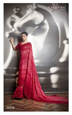 Red woven georgette saree with blouse 4