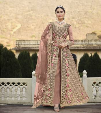DESIGNER HEAVY WEDDING PARTY WEAR LONG SALWAR SUIT IN NET FABRIC WITH EMBROIDERY AND STONE WORK SEMI STITCHED 4