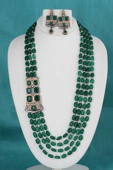 Green cubic zirconia necklace-sets