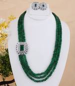 Green cubic zirconia necklace-sets
