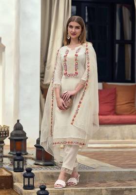 White embroidered cotton salwar 1