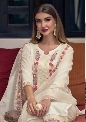 White embroidered cotton salwar 2