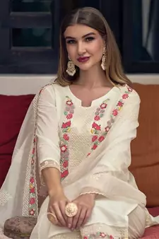 White embroidered cotton salwar