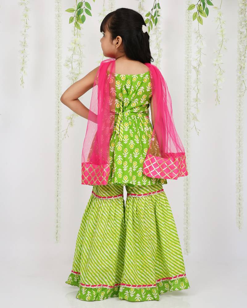 KID1 Pari Peplum Sharara set With Dupatta