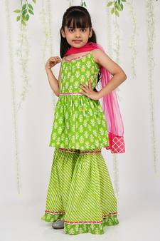 KID1 Pari Peplum Sharara set With Dupatta