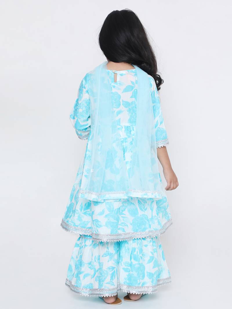 KID1 Rose Blue kurti sharara