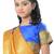 Royal Blue and Golden Yellow embroidered satin saree with blouse