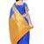 Royal Blue and Golden Yellow embroidered satin saree with blouse