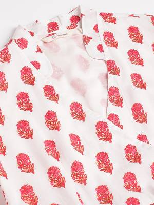 White printed cotton cotton-kurtis 2