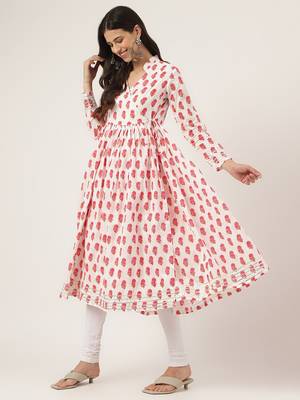 White printed cotton cotton-kurtis 3