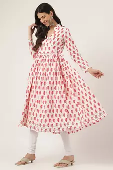White printed cotton cotton-kurtis