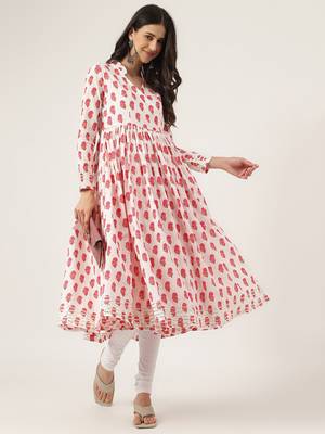 White printed cotton cotton-kurtis 5