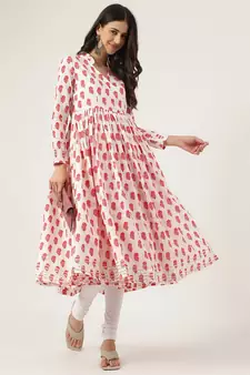 White printed cotton cotton-kurtis