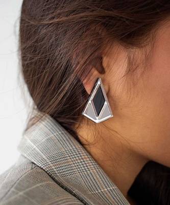 Minimal Stud Grey Acrylic Earring 1